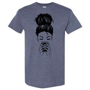 Custom Messy Bun and Coffee Tee
